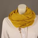 Italy Tuch Schal Loop gelb senf mit Baumwolle und Seide ohne Muster Herbstfarbe