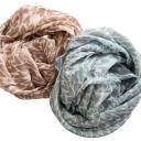 Italy Tuch Schal Loop Seide Baumwolle Herzchen rosè oder hellblau