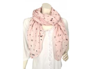 Italy Tuch rosa aus Seide und Baumwolle mit Blumenmuster