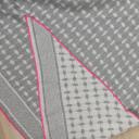 Zwillingsherz Wende-Dreieckstuch Hellgrau Weiß Neon Pink mit Kaschmir