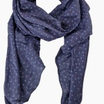 Italy Tuch Schal Loop dunkelblau Streublümchen Seide Baumwolle
