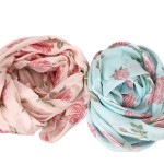 Italy Tuch Schal Loop rosa oder mintgrün Rosen Seide Baumwolle