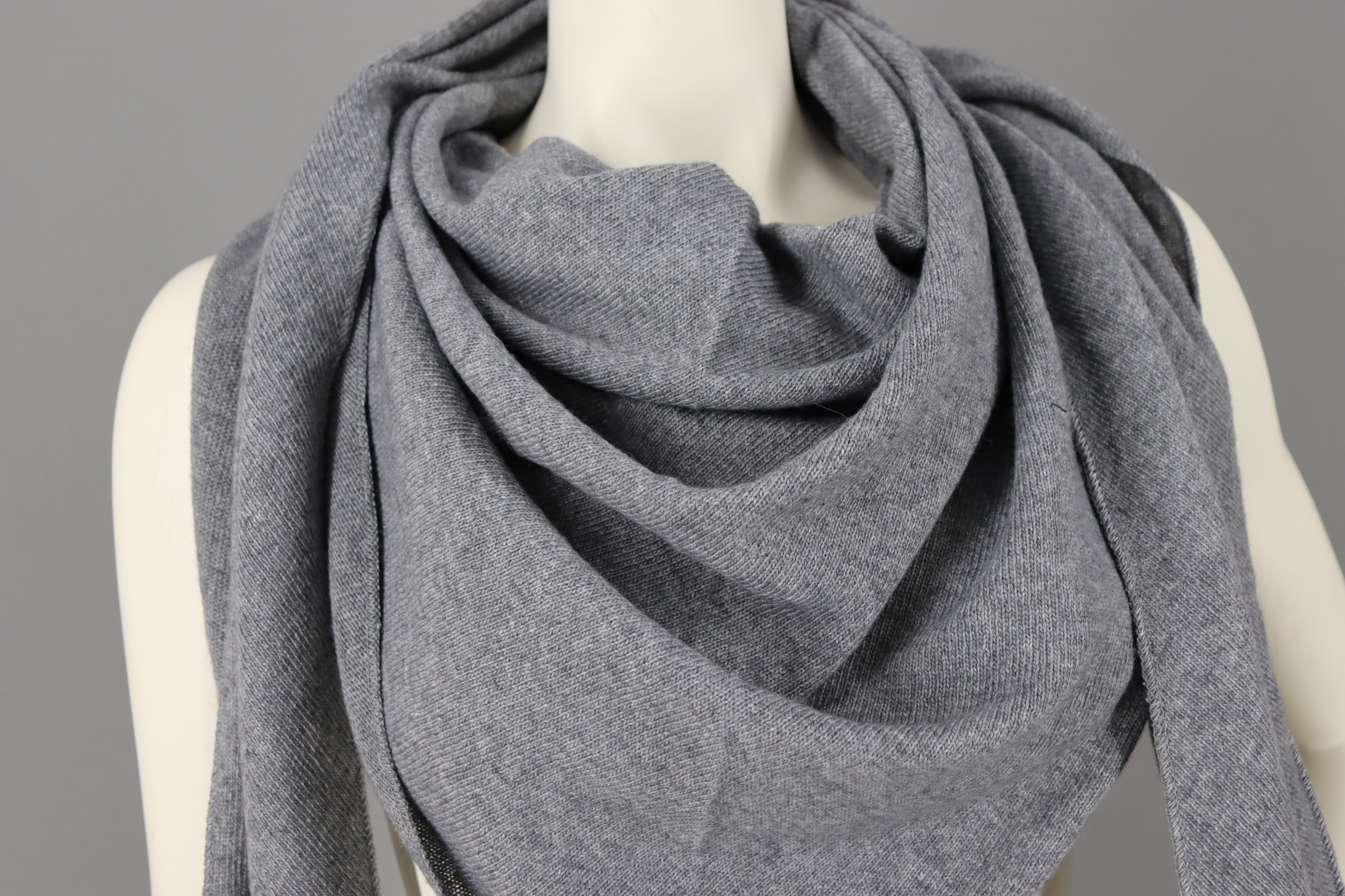 Zwillingsherz Dreieckstuch Tuch Schal Grau Uni Mit Kaschmir Wolle Viskose